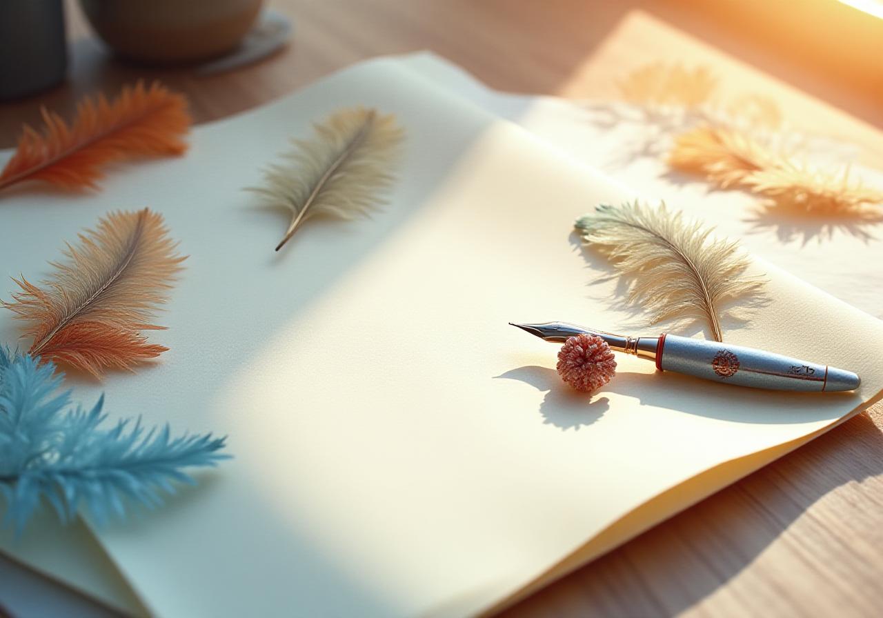 Artistic legal documents with bird feathers